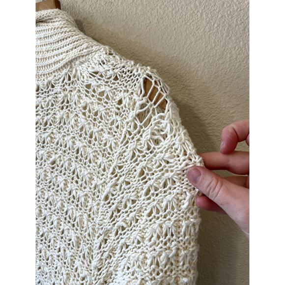 MOTH Anthropologie Open Front Short Sleeve Long Crochet Cardigan Pockets Large - Picture 5 of 12